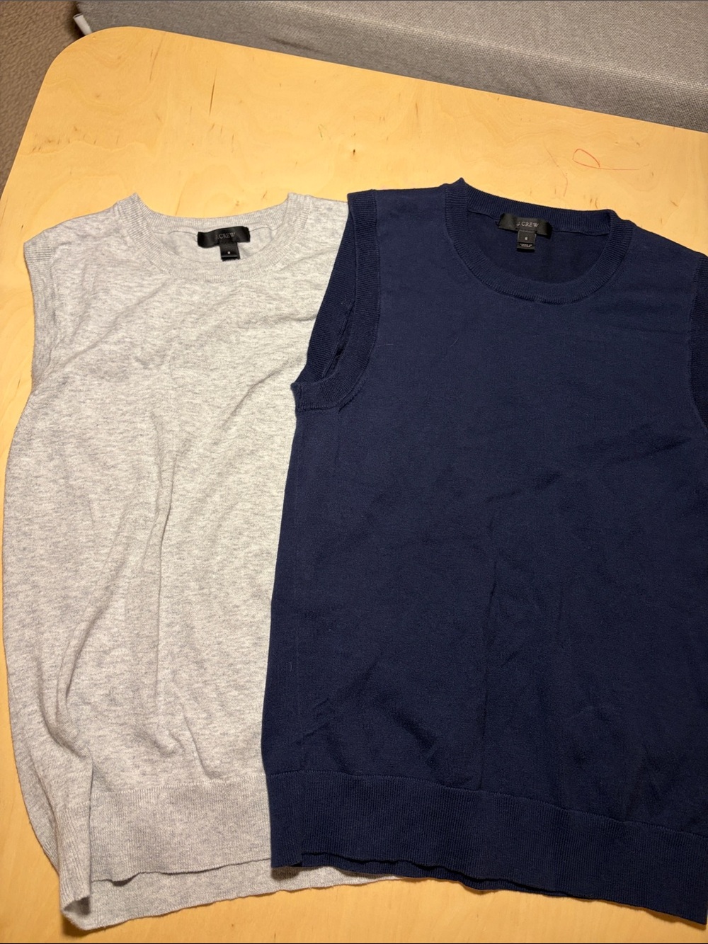J. Crew Women’s Sleeveless Crewneck Sweater Vests in Navy and Light Gray